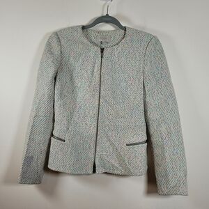 Hobbs London Women Blazer Multicolor Tweed Jacket Size 6 Office Workwear